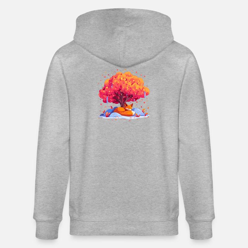 Fuchs unter Herbstbaum - Stanley/Stella Unisex Bio-Kapuzenjacke CULTIVATOR  - Grau meliert