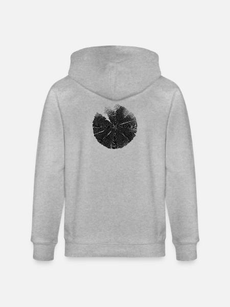 Baumscheibe Holzringe – Dunkles Naturmotiv - Stanley/Stella Unisex Bio-Kapuzenjacke CULTIVATOR - Grau meliert