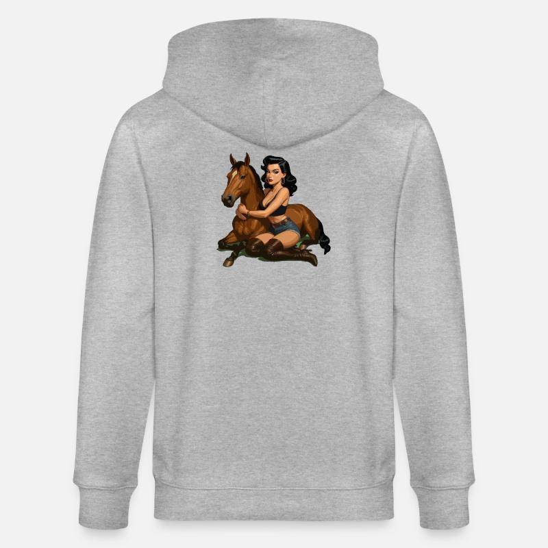 Pin-up Cavalier avec Cheval - Veste à capuche bio CULTIVATOR Stanley/Stella Unisexe - gris chiné