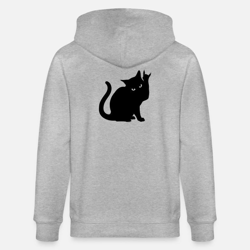 Schwarze Katze – Devil Horns Silhouette - Stanley/Stella Unisex Bio-Kapuzenjacke CULTIVATOR  - Grau meliert
