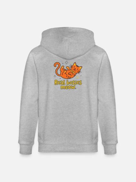 Real bosses meow cat - Stanley/Stella CULTIVATOR  Unisex Organic Hooded Jacket - heather grey