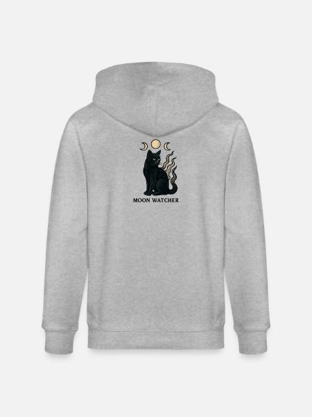 Moon Guardian Cat - Stanley/Stella CULTIVATOR Unisex Organic Hooded Jacket - heather grey