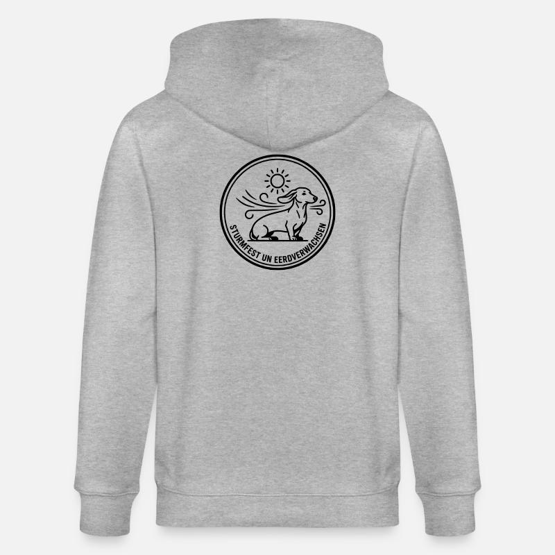 Insigne teckel à l’épreuve des tempêtes - Veste à capuche bio CULTIVATOR Stanley/Stella Unisexe - gris chiné