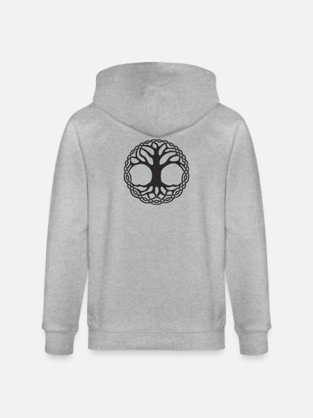 Tree of Life Celtic Knot Circle - Stanley/Stella CULTIVATOR Unisex Organic Hooded Jacket - heather grey