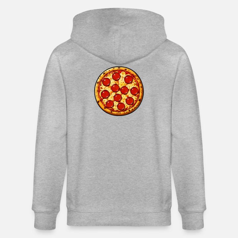 Pepperoni Pizza Illustration Comicstil - Stanley/Stella Unisex Bio-Kapuzenjacke CULTIVATOR  - Grau meliert