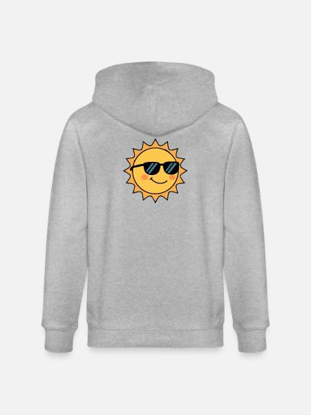 Cheerful shining sun with sunglasses - Stanley/Stella CULTIVATOR  Unisex Organic Hooded Jacket - heather grey