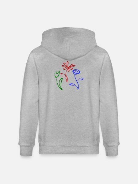Three flowers - Stanley/Stella CULTIVATOR Unisex Organic Hooded Jacket - heather grey