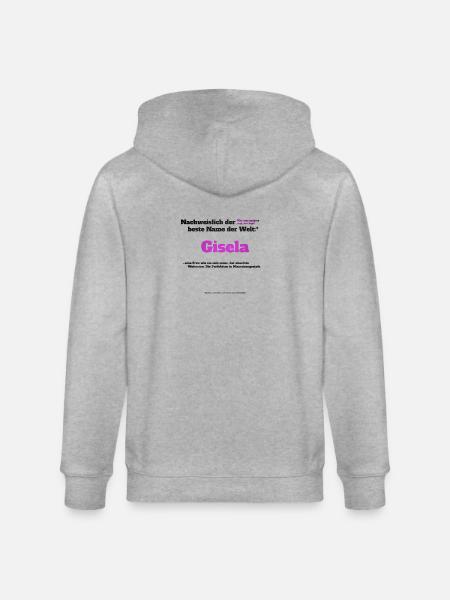 Ich bin Gisela - Gisela als Vorname - Stanley/Stella Unisex Bio-Kapuzenjacke CULTIVATOR  - Grau meliert