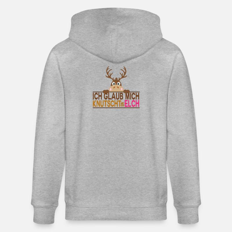 Ich glaub mich knutscht ein Elch - Stanley/Stella Unisex Bio-Kapuzenjacke CULTIVATOR - Grau meliert