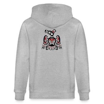 Northwest Pacific coast Kaigani Thunderbird - Stanley/Stella CULTIVATOR  Unisex Organic Hooded Jacket - heather grey - Back - Luana (180cm)