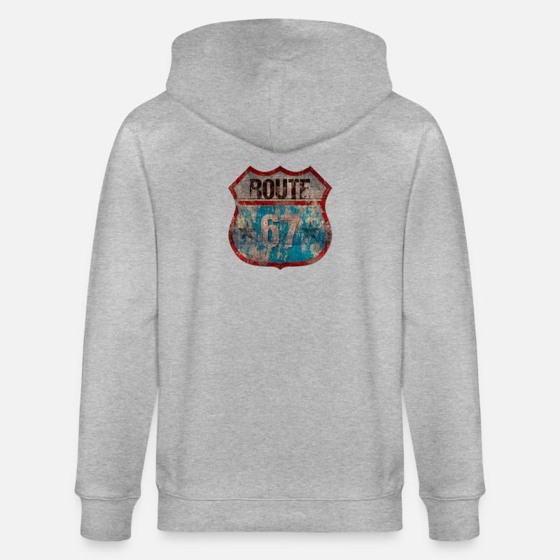 Rustic Route 67 Schild Design - Stanley/Stella Unisex Bio-Kapuzenjacke CULTIVATOR  - Grau meliert