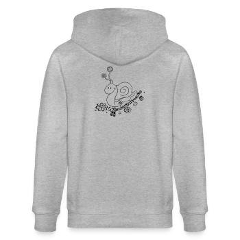 Wandern, Schnecke, hiking, snail - Stanley/Stella Unisex Bio-Kapuzenjacke CULTIVATOR  - Grau meliert - Hinten - Luana (180cm)