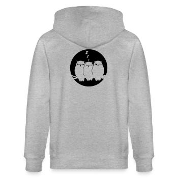 Verschlafene niedliche Eulen im dunklen leuchtend - Stanley/Stella Unisex Bio-Kapuzenjacke CULTIVATOR  - Grau meliert - Hinten - Luana (180cm)