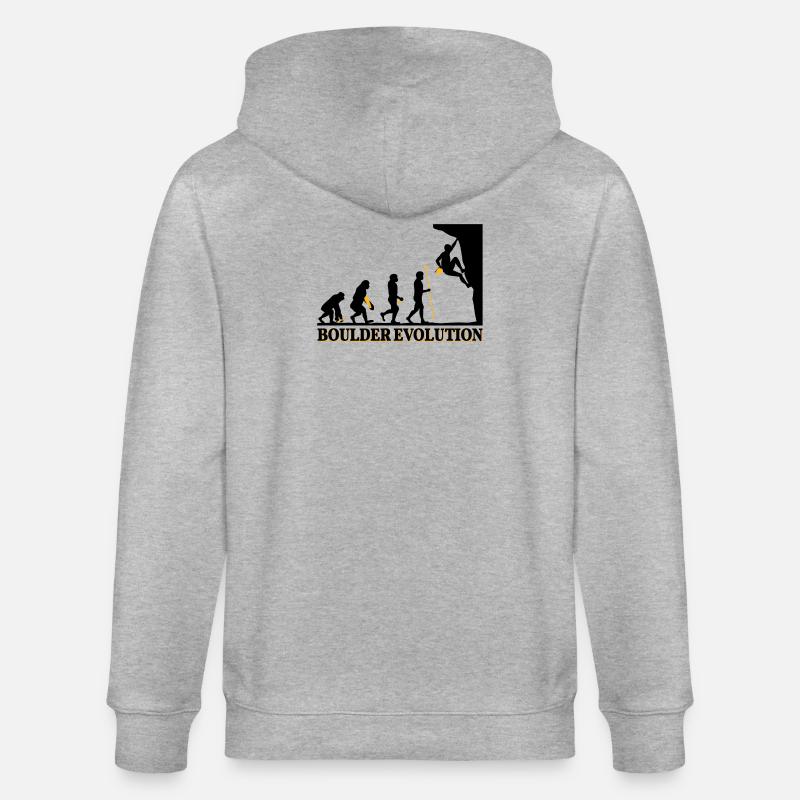 Boulder Evolution Klettern Bergsteigen Spruch - Stanley/Stella Unisex Bio-Kapuzenjacke CULTIVATOR  - Grau meliert