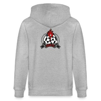 Flammendes Dartboard Emblem - Stanley/Stella Unisex Bio-Kapuzenjacke CULTIVATOR  - Grau meliert - Hinten - Luana (180cm)