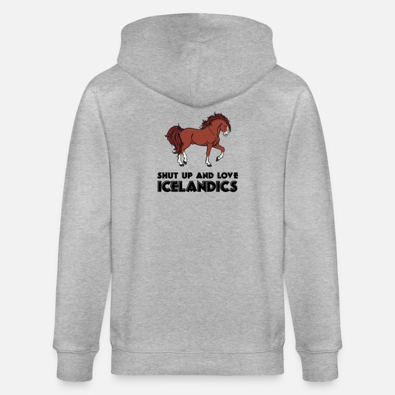 Cool Islandpferde Statement Pferdeliebe Isländer - Stanley/Stella Unisex Bio-Kapuzenjacke CULTIVATOR  - Grau meliert