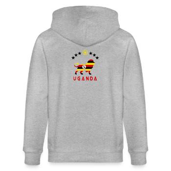 Motif lion de l'Ouganda - Veste à capuche bio CULTIVATOR Stanley/Stella Unisexe - gris chiné - Dos - Luana (180cm)