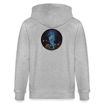 hippocampe bleu dans le monde sous-marin - Veste à capuche bio CULTIVATOR Stanley/Stella Unisexe - gris chiné - Dos - Luana (180cm)