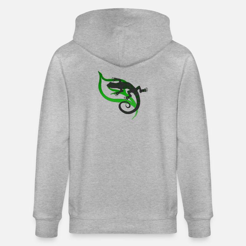 coole eidechsenmotive, Eidechsentribal - Stanley/Stella Unisex Bio-Kapuzenjacke CULTIVATOR  - Grau meliert