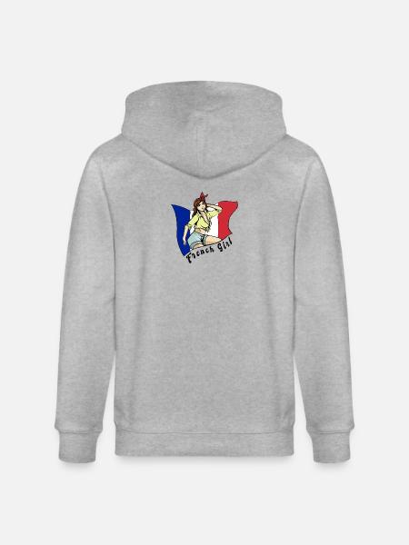 Frankreich Mädchen Flaggen Design - Stanley/Stella Unisex Bio-Kapuzenjacke CULTIVATOR  - Grau meliert