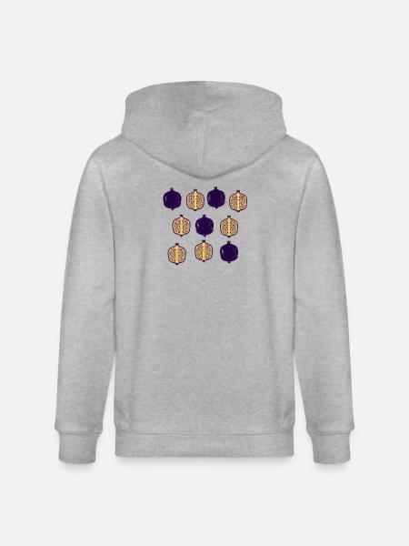 Pomegranate Grid: Purple Gold - Stanley/Stella CULTIVATOR Unisex Organic Hooded Jacket - heather grey
