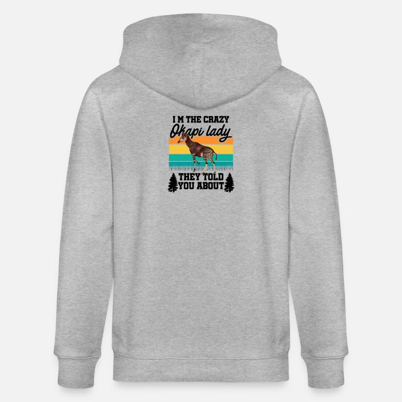 Ich bin die verrückte Okapi Lady - Stanley/Stella Unisex Bio-Kapuzenjacke CULTIVATOR  - Grau meliert