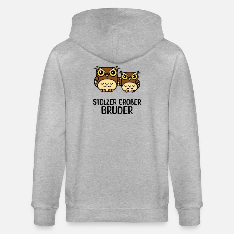 Großer Bruder Statement Eule Geschwisterliebe - Stanley/Stella Unisex Bio-Kapuzenjacke CULTIVATOR  - Grau meliert
