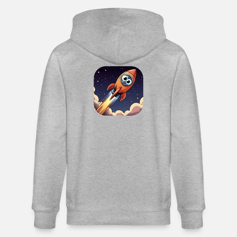 Comic Rakete mit Augen - Stanley/Stella Unisex Bio-Kapuzenjacke CULTIVATOR  - Grau meliert