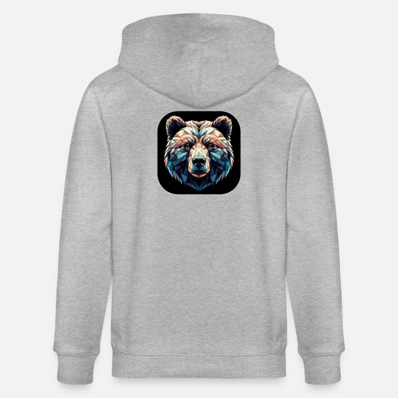 Ours coloré dans un design polygonal - Veste à capuche bio CULTIVATOR Stanley/Stella Unisexe - gris chiné