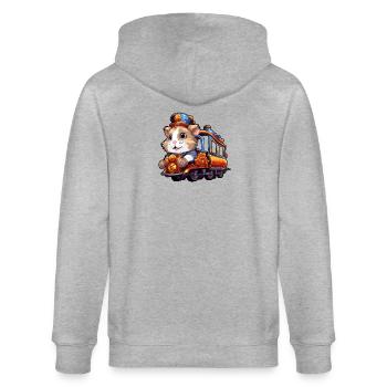 Hamster Rides Train Golden Hamster Dwarf Hamster - Stanley/Stella CULTIVATOR  Unisex Organic Hooded Jacket - heather grey - Back - Luana (180cm)