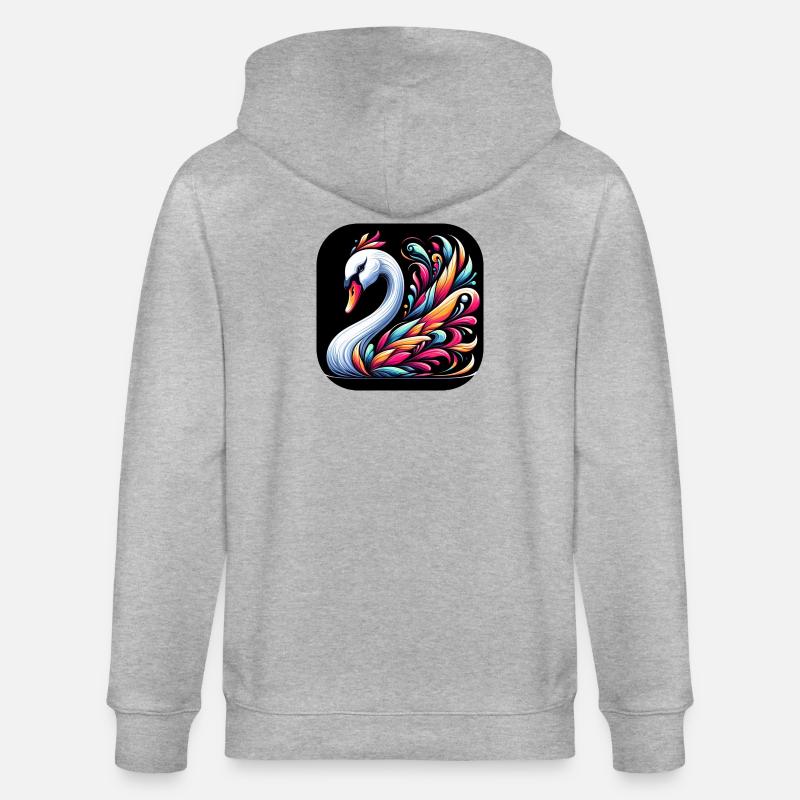 Schwan Tier bunt Comic Cartoon - Stanley/Stella Unisex Bio-Kapuzenjacke CULTIVATOR - Grau meliert