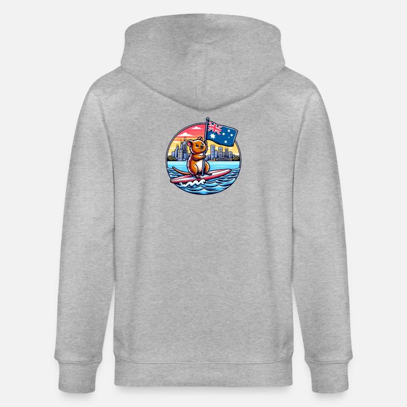 Design de surf australien Quokka - Veste à capuche bio CULTIVATOR Stanley/Stella Unisexe - gris chiné