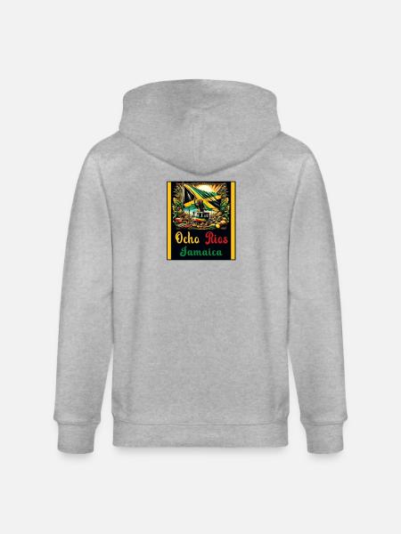 Jamaica Ocho Rios Reggae Design - Stanley/Stella CULTIVATOR Unisex Organic Hooded Jacket - heather grey