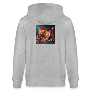 Gigot de jambon - Veste à capuche bio CULTIVATOR Stanley/Stella Unisexe - gris chiné - Dos - Luana (180cm)