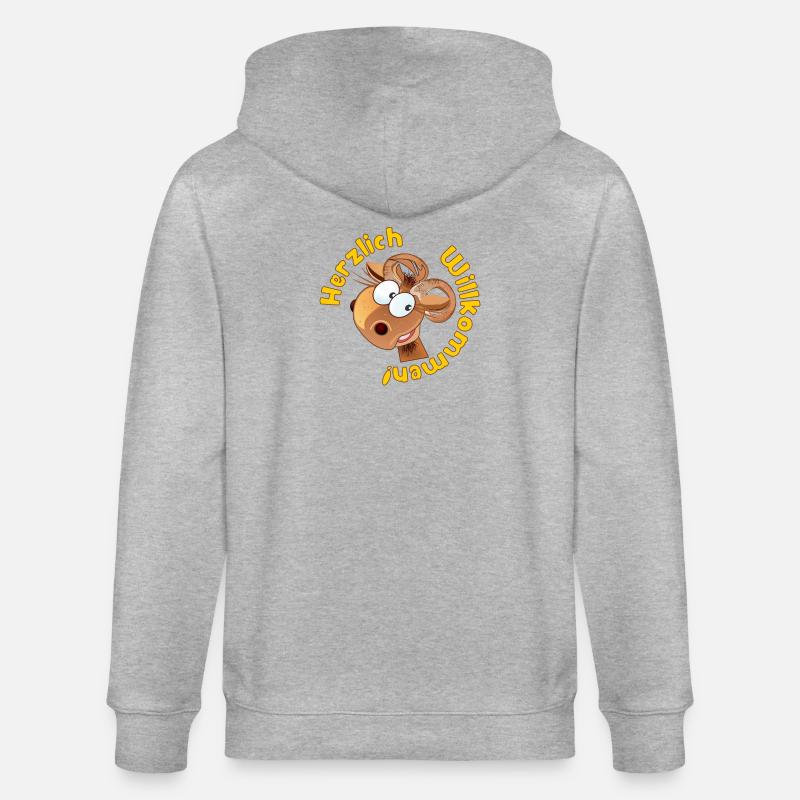Herzlich Willkommen - Widder Schafe - Stanley/Stella Unisex Bio-Kapuzenjacke CULTIVATOR  - Grau meliert