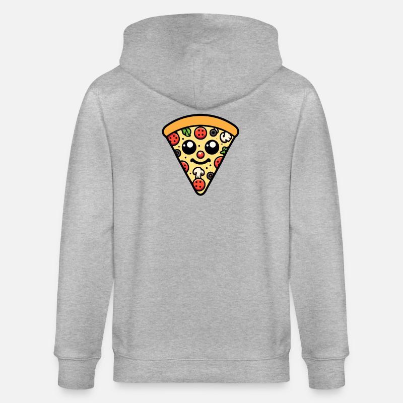 Peppige Peperoni: Die glückliche Scheibe - Stanley/Stella Unisex Bio-Kapuzenjacke CULTIVATOR - Grau meliert