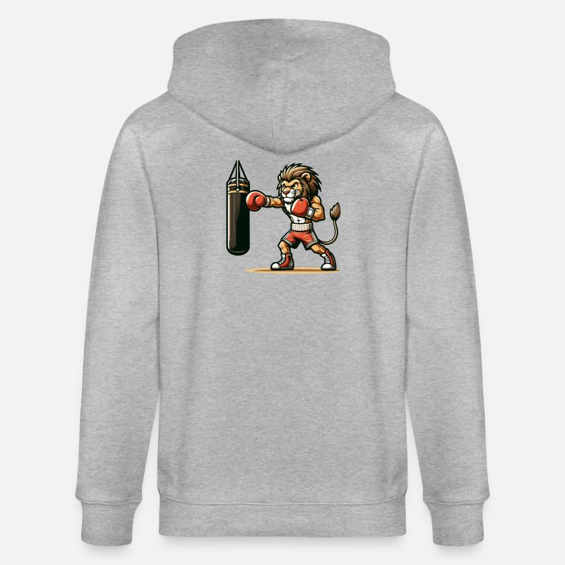 Punchline King: Der Boxlöwe - Stanley/Stella Unisex Bio-Kapuzenjacke CULTIVATOR  - Grau meliert