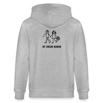 Design de bière pour femme de mes rêves - Veste à capuche bio CULTIVATOR Stanley/Stella Unisexe - gris chiné - Dos - Luana (180cm)