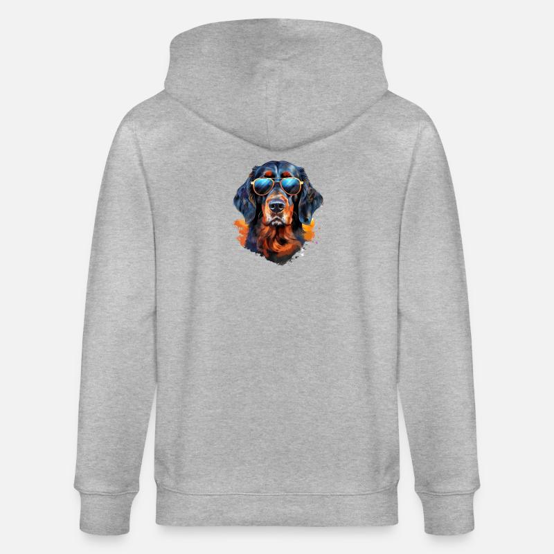Gordon Setter mit Sonnenbrille - Stanley/Stella Unisex Bio-Kapuzenjacke CULTIVATOR  - Grau meliert