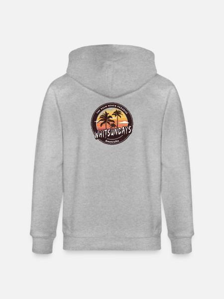Whitsundays Australia Palm Trees Design - Stanley/Stella CULTIVATOR Unisex Organic Hooded Jacket - heather grey