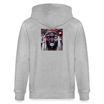 Divinité Africaine - Veste à capuche bio CULTIVATOR Stanley/Stella Unisexe - gris chiné - Dos - Luana (180cm)