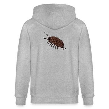 Runde Assel Illustration, Kultshirt , Kellerassel  - Stanley/Stella Unisex Bio-Kapuzenjacke CULTIVATOR  - Grau meliert - Hinten - Luana (180cm)
