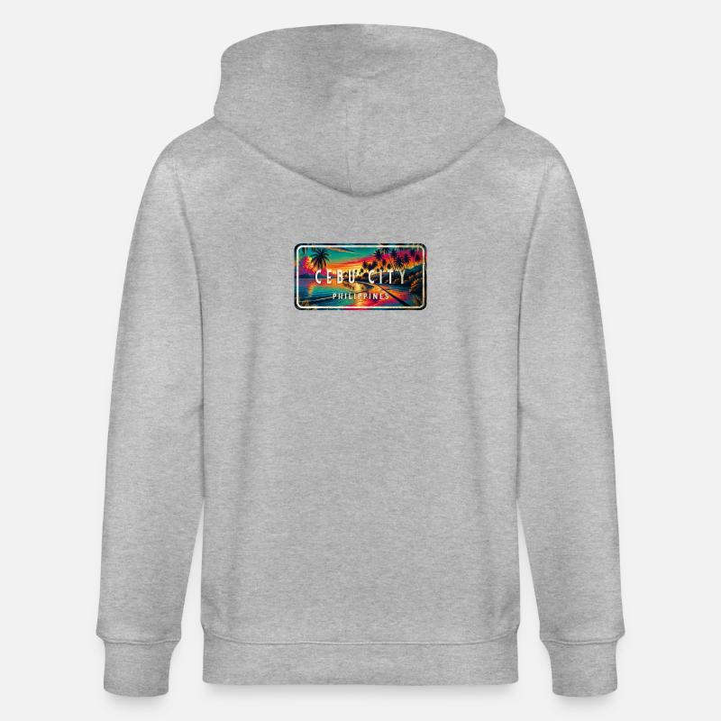 Cebu City – Tropical Retro Sign - Stanley/Stella CULTIVATOR  Unisex Organic Hooded Jacket - heather grey