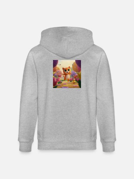 Kätzchen springt durch Blütenreich - Stanley/Stella Unisex Bio-Kapuzenjacke CULTIVATOR - Grau meliert
