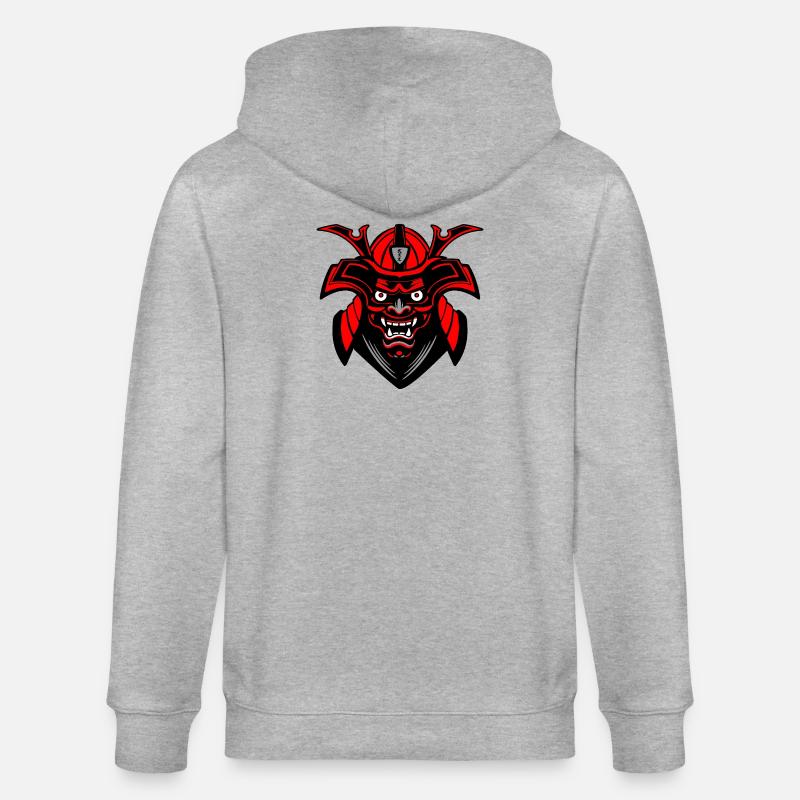 Masque Menpō – Rouge Noir Style Samouraï - Veste à capuche bio CULTIVATOR Stanley/Stella Unisexe - gris chiné