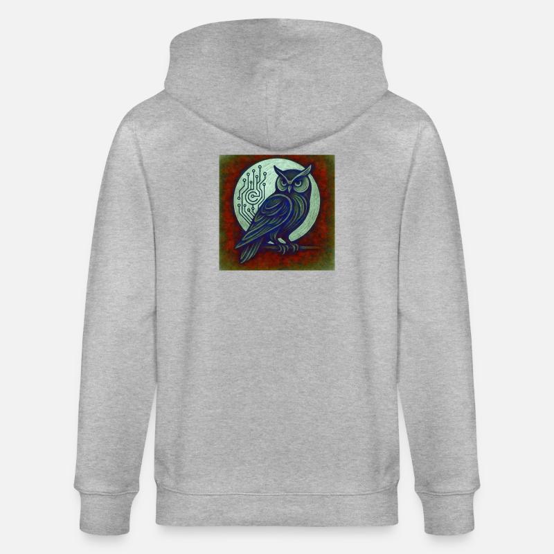 Dkital Eule - Stanley/Stella Unisex Bio-Kapuzenjacke CULTIVATOR  - Grau meliert