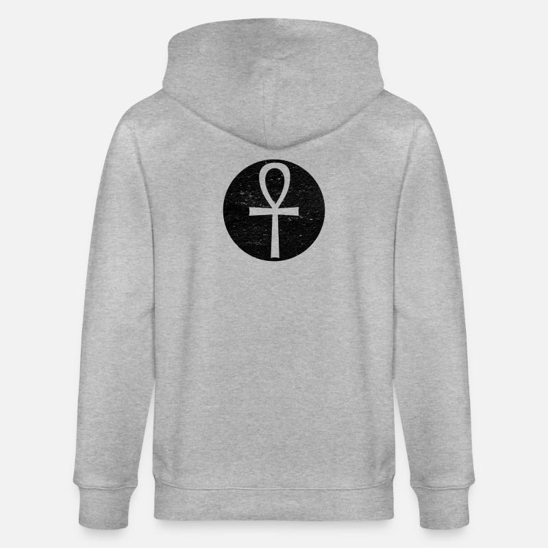 Croix égyptienne Ankh dans cercle noir - Veste à capuche bio CULTIVATOR Stanley/Stella Unisexe - gris chiné