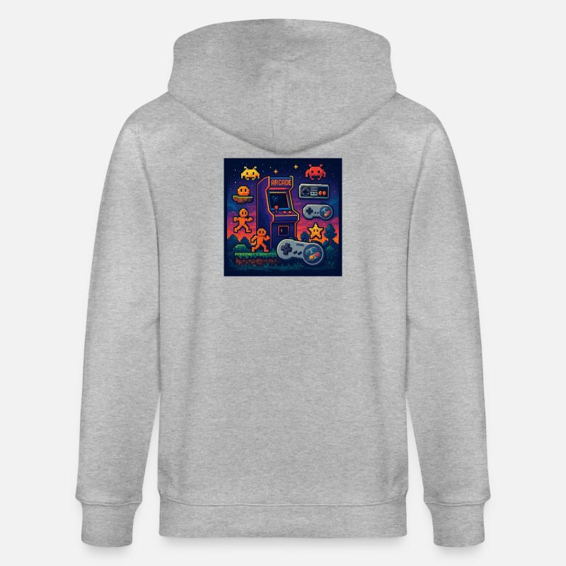 Conception de jeu d’arcade Pixel rétro - Veste à capuche bio CULTIVATOR Stanley/Stella Unisexe - gris chiné