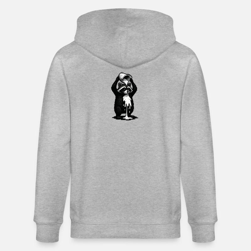 Waschbär mit Farbeimer - Stanley/Stella Unisex Bio-Kapuzenjacke CULTIVATOR  - Grau meliert