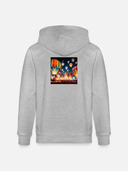 Bunte Nacht-Heißluftballons - Stanley/Stella Unisex Bio-Kapuzenjacke CULTIVATOR  - Grau meliert